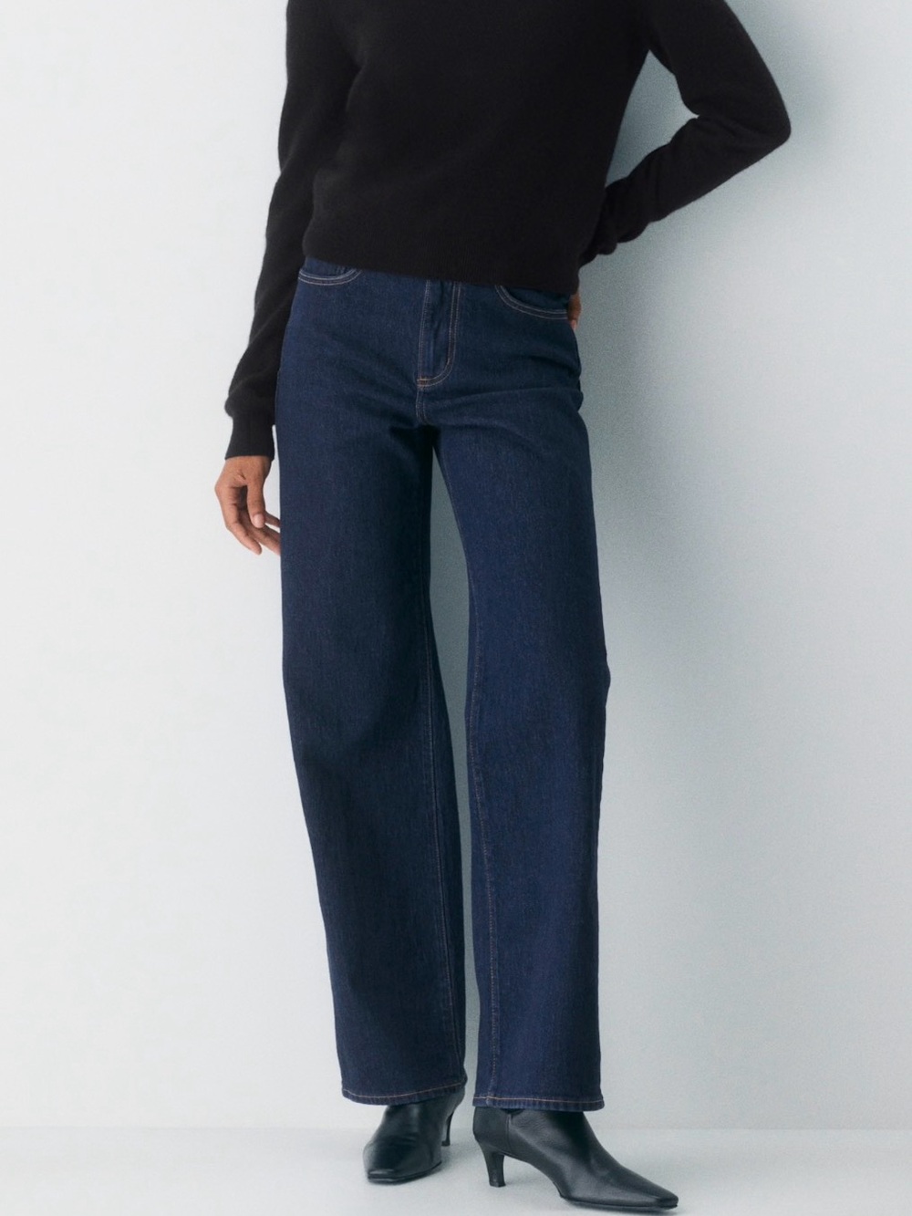 Aritzia Denim Forum Wide-Leg High-Rise Jeans in Dark Blue